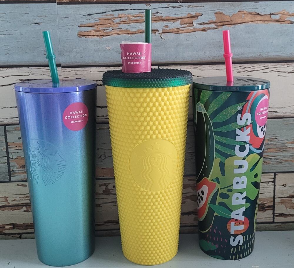 Starbucks Hawaii Collection Tumbler Lot of 3 Pineapple Tropical Ombre Cups